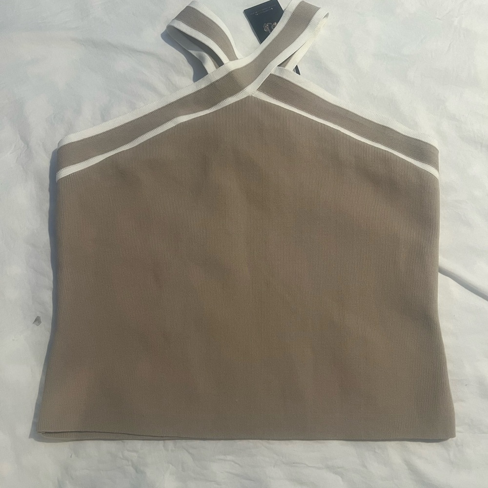Sincerely Jules Beige Halter Crop Top Size Medium NWT